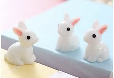 3pcs Resin Mini Rabbit Miniatures Tiny Bunny Fairy Garden Ornament 2.3cm