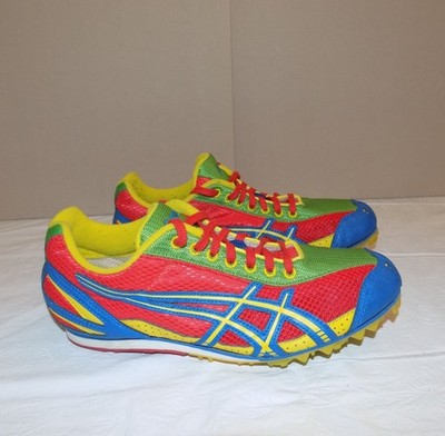 ASICS Hyper LD Mens 8 Track Running Shoes Lightweight Spikes Red Yellow Blue 9.5