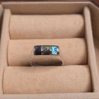 Vintage NF 925 SIGNED Sterling Silver Abalone Shell Inlay BAND RING Size 6.75
