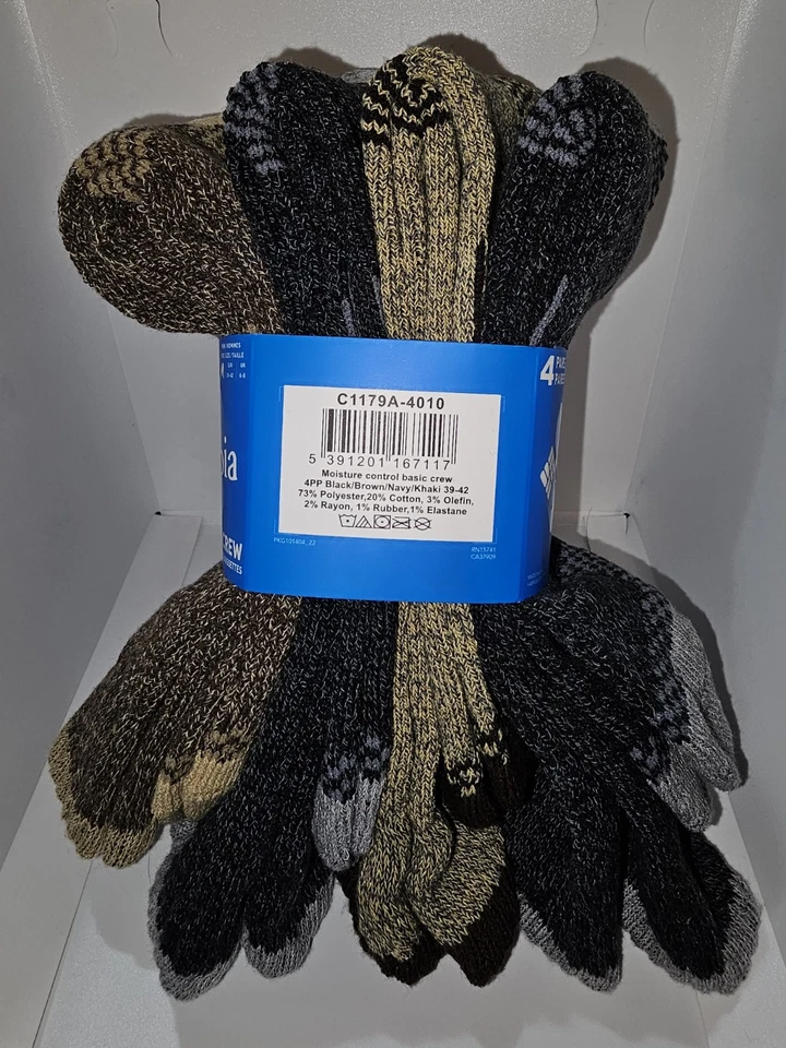 Columbia - Paquete de 4 calcetines básicos de control de humedad para hombre - O/S colores surtidos Foto 3 de 4