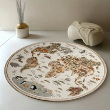 Heavy-Duty Non-Slip Circular Area Mat - Machine Washable Floor Mat Mat with PVC