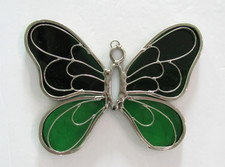 Stained Glass Butterfly Suncatcher Green 6X4.5"