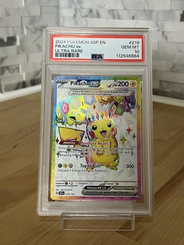 Pikachu ex 219/191 Sv08: Surging Sparks Holo PSA 10