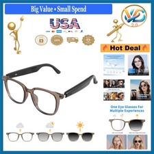 Smart Glasses Men Women Bluetooth Color-Changing Lenses Open Ear Sound Brown