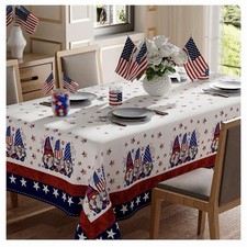 Tablecloth 60x84 Inch Red White and Blue Gnomes Star Patriotic Independence Day