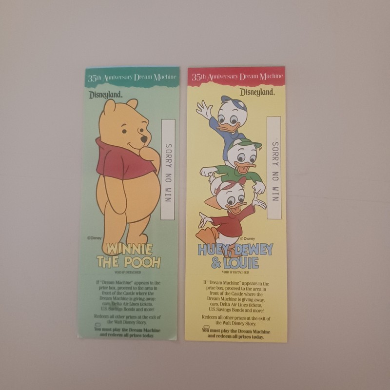 Disneyland 35th Anniversary Dream Machine Tickets - Winnie The Pooh Huey Dewey