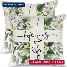 GEEORY Easter Lily Pillow Covers Set of 2-18x18 Inch Farmhouse Decor with Cross