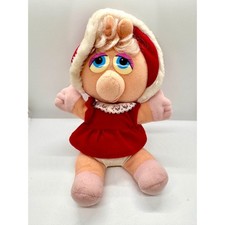 Vintage 1987 Muppet Babies Miss Piggy Plush Simon Marketing Red Dress 10 Inch