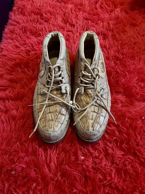 SEFENI Mens Ostrich and Caiman Lace Up Exotic Shoes Size 8 Good Shape Unique
