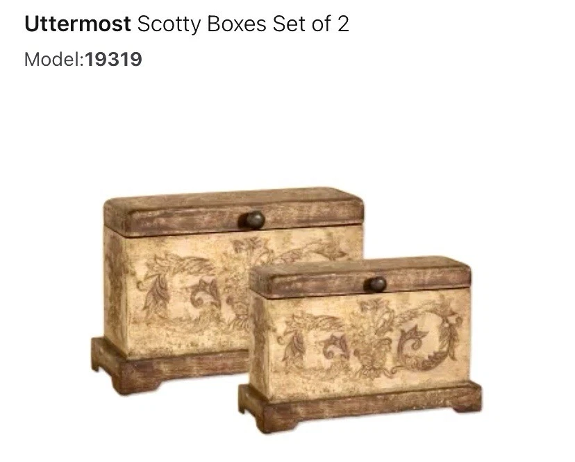 Vintage Uttermost Billy Moon Nested 2 Scotty Boxes Box Wood Cottage Rustic 19319 - Image 2 of 4