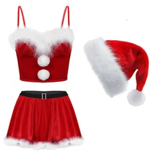 Womens Outfits With A-Line Skirts Christmas Lingerie Sexy Costume Red And White