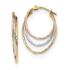 14k Tri-Color D/C Graduated 3 Ring Hoops