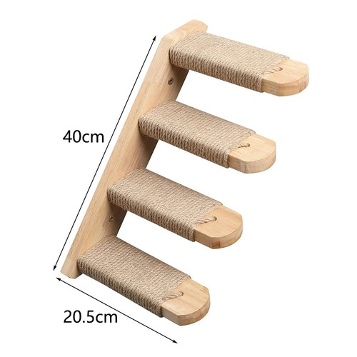 Cat Wall Climbing Shelf Wall Mounted Steps Stairway with Sisal Rope Scratching - Picture 9 of 37