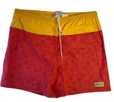 Vintage Mickey Co Men's Large Swimming Trunks Shorts Drawstring Peach Yellow