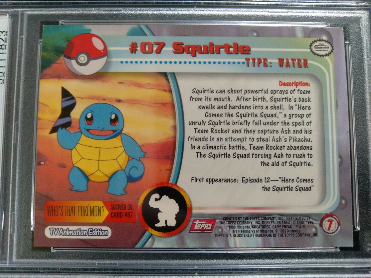 Graded PSA 9 SQUIRTLE #7 1999 Topps Pokemon T.V. MINT | eBay