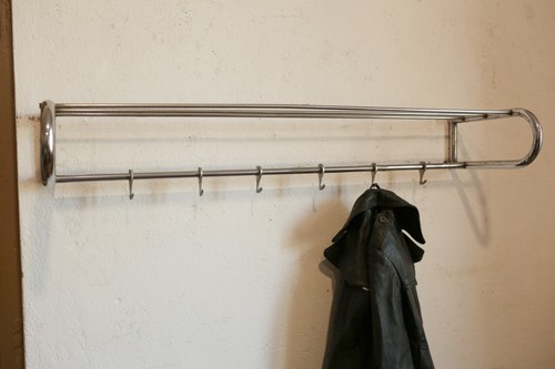 True Vintage Steel Tube Wall Coat Rack Bauhaus Coat Rack Hat Shelf 101 Cm Wide - Picture 3 of 9