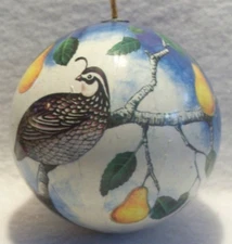 Vintage 12 Days Of Christmas Tree Decoupage Ornament PARTRIDGE IN A PEAR TREE