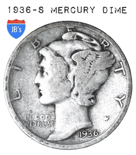1936 S Mercury Dime 90% SILVER Good (G) *JB's Coins*