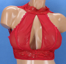 Fredericks of Hollywood Red Wireless Unlined Bralette Bra Size Medium D9742