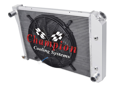 SR Champion 3 Row Radiator W/ 16'' Fan for 1973 1974 Chevrolet Nova V8 Engine