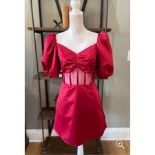 Autumn Adeigbo Clarette Dress Deep Red Womens Size 10 NEW MSRP $695