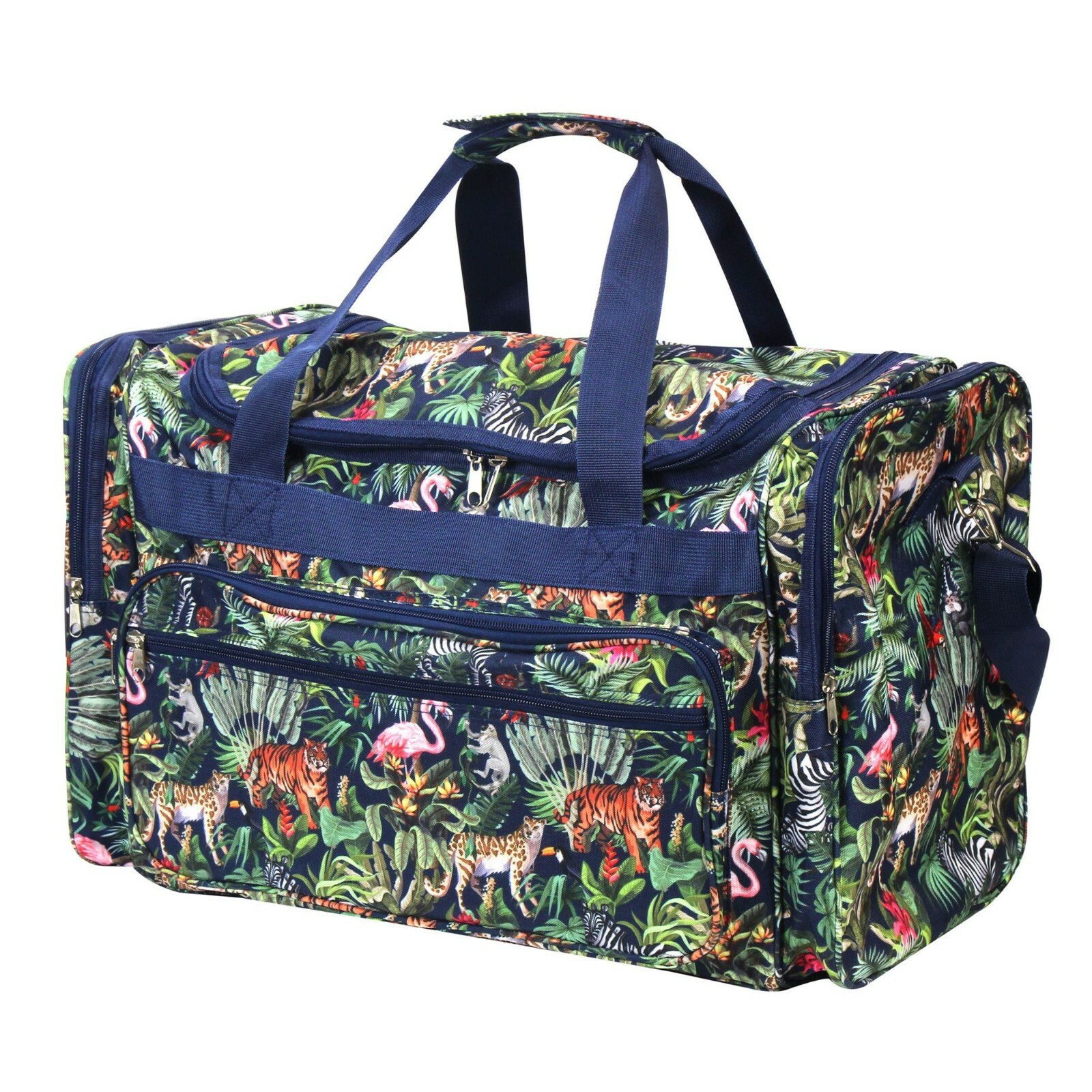 Tropical Jungle Animal Zoo Large Duffel Bag Gym Sports Carry