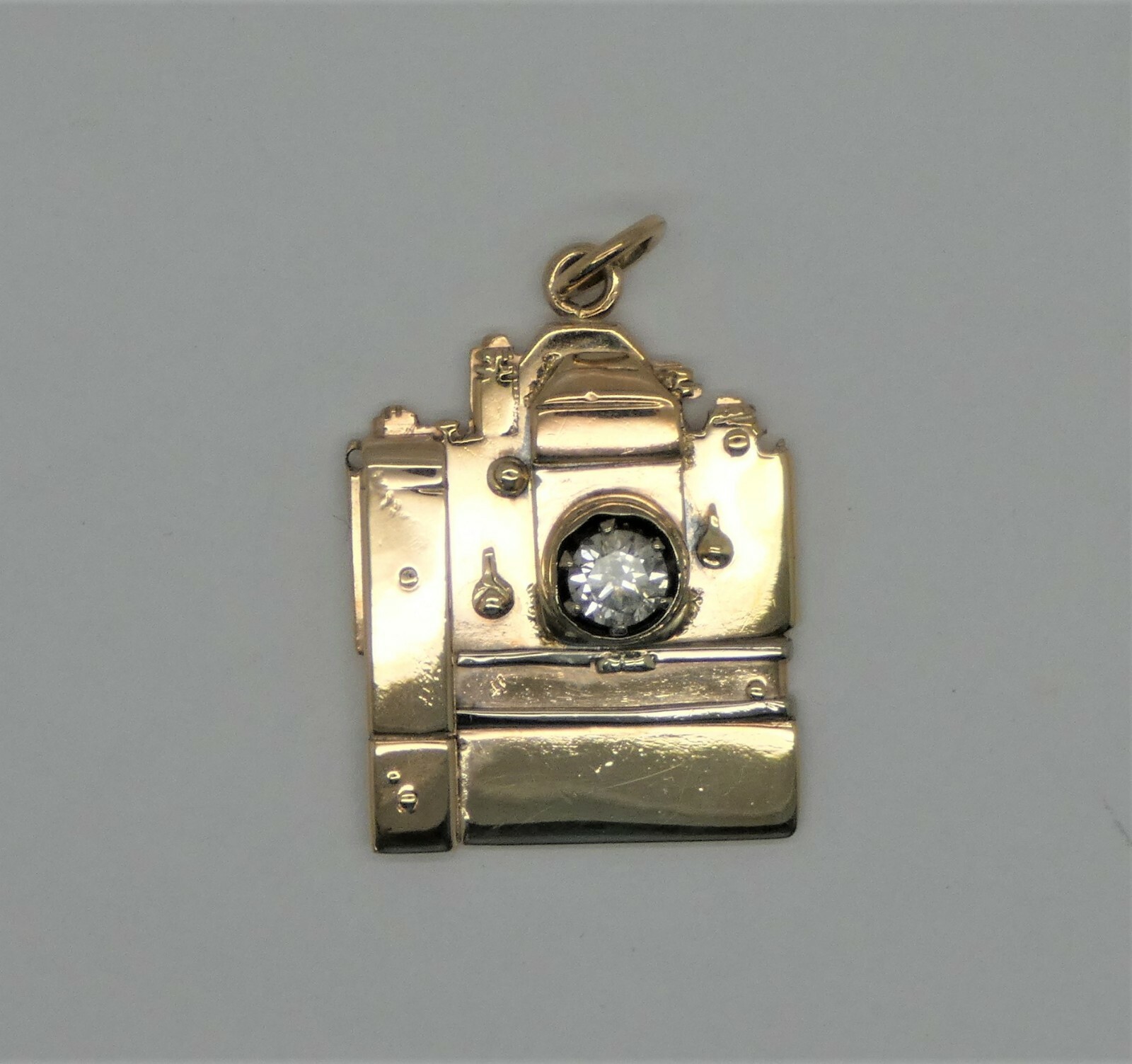 Custom Professional Camera Solid Gold Charm with … - image 5