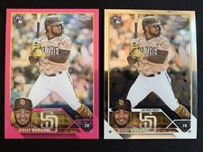 2023 Topps Chrome Eguy Rosario Pink Refractor & Base #184 RC Rookie Card Padres