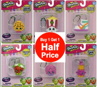 MOOSE TOYS Shopkins Keychain Dangler 6 Characters Available as Singles or a Set/6