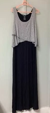 Chelsea & Theodore 2 Toned Maxi Dress Size XL Black Striped Sleeveless SummerNew