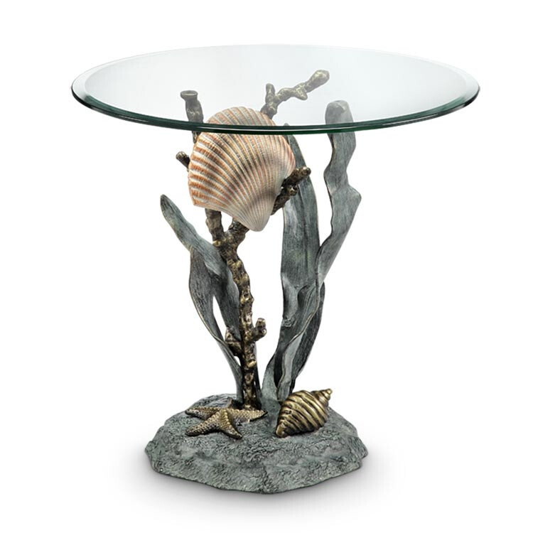 Shells And Seagrass End Table Coastal Ocean Tropical Beach Decor~ SPI Home 34655