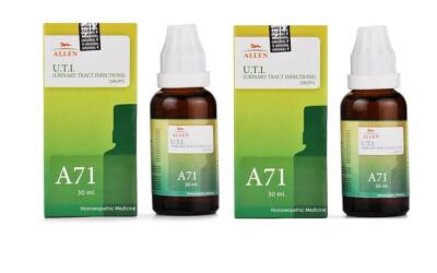 2 X Allen Homoeopathy  A71 Urinary Tract Infections (UTI) Drops (30ml)