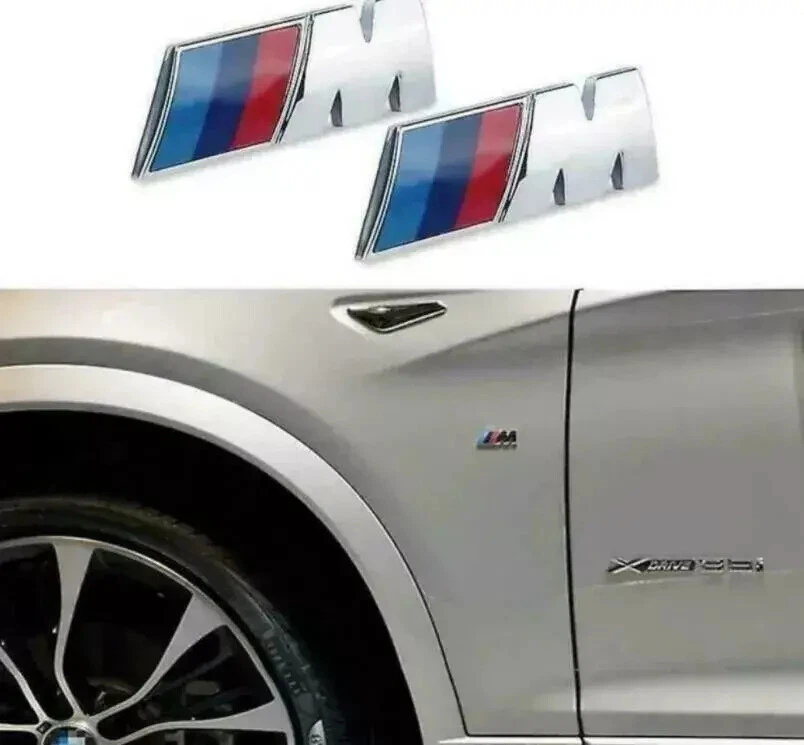 BMW GENUINE M Black+silver Logo LETTERING EMBLEM BADGE SET 51145A4B372 NEW - Image 4 of 4