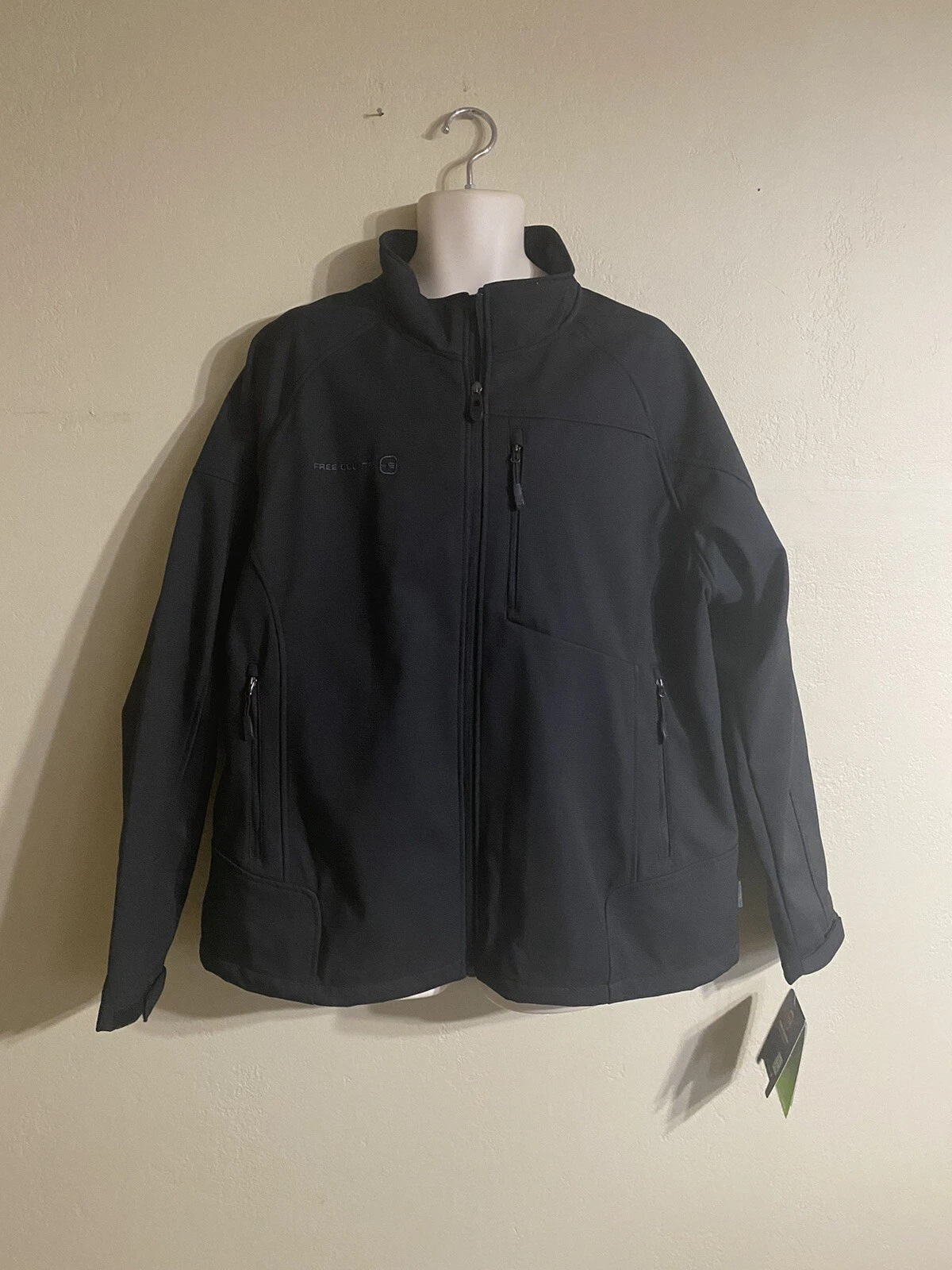 Free Country Black Full Zip Cubic Dobby Softshell Jacket Men's Size XXL NWT