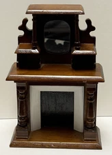 Dollhouse Miniature -  Fireplace w/Mantle and Mirror - Concord Miniatures - 1:12