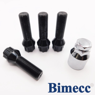 Sperrradschrauben M12x1.5 40mm Bimecc schwarz für BMW E12 E28 E34 E39 E60 E61