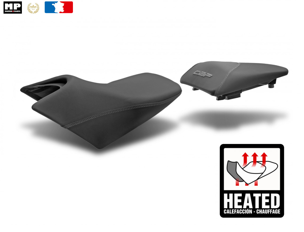Selle chauffante HONDA CBF contre le mal de dos en moto SHAD noire