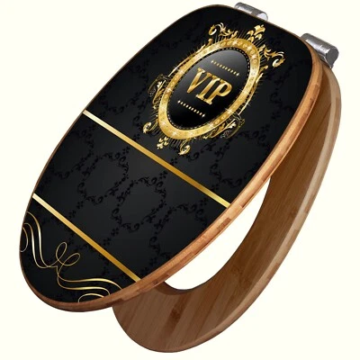 banjado WC-Sitz aus Bambus mit Absenkautomatik Toilettendeckel Motiv VIP Deckel