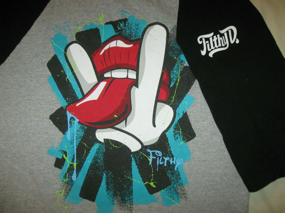 Filthy Dripped Aerosmith Rolling Stones Shirt Half Sleeve Men's Small/Medium - Image 3 of 4