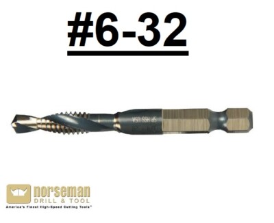 6-32 Combination Drill & Tap 1/4'' Quick Release Norseman / Viking