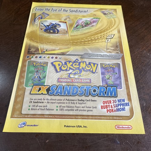 2003 POKEMON EX Sandstorm Trading Card Game = Authentic Promo Print AD