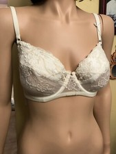 230 La Perla White Lace Embroidery Soft Cups Bra Size 38B Made in Italy NWT