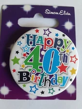 Happy 40th birthday, multicolour,Simon Elvin  badge,