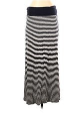 Skirt Black White Striped A-Line Women's Regular Long