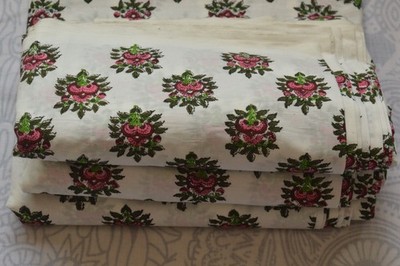 NO TARRIF CHARGES 100% ZK_172 Hand Block Floral Print 100%Cotton 5 Yard Fabric#