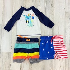 Cat Jack Baby Boys 9 M Swimsuit Lot of 2 Trunks Rash Guard Swim