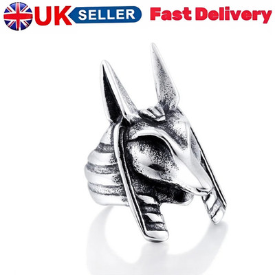 Herrenring Ägyptisch Ägypten Pharao Anubis, Gothic Hip Hop Biker Männer Verstellbar Ring