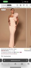 Fashion Nova Blush S One Shoulder Ruffle Slit Bandage Solid Maxi Long Dress