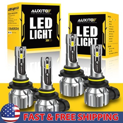 4x AUXITO 9005 9006 LED Combo Headlight Bulbs High Low Beam Kit Extremely White