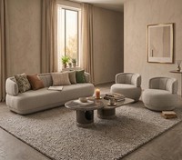 Wohnzimmer Set 3-Sitzer Couchtisch-Set Moderner Stil Komfortabel Edel